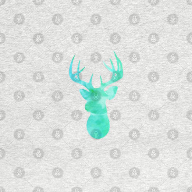 Watercolor Aqua Deer by Ranp